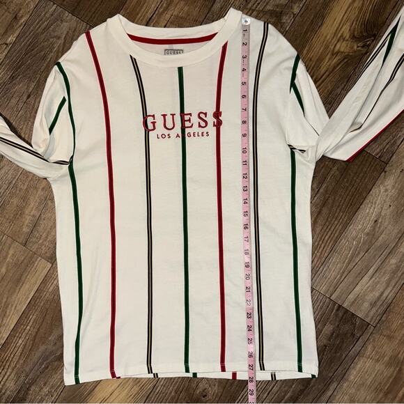 Guess Men’s Embroidered Spell Out Striped Long Sleeve T-Shirt Size Small - Picture 9 of 12